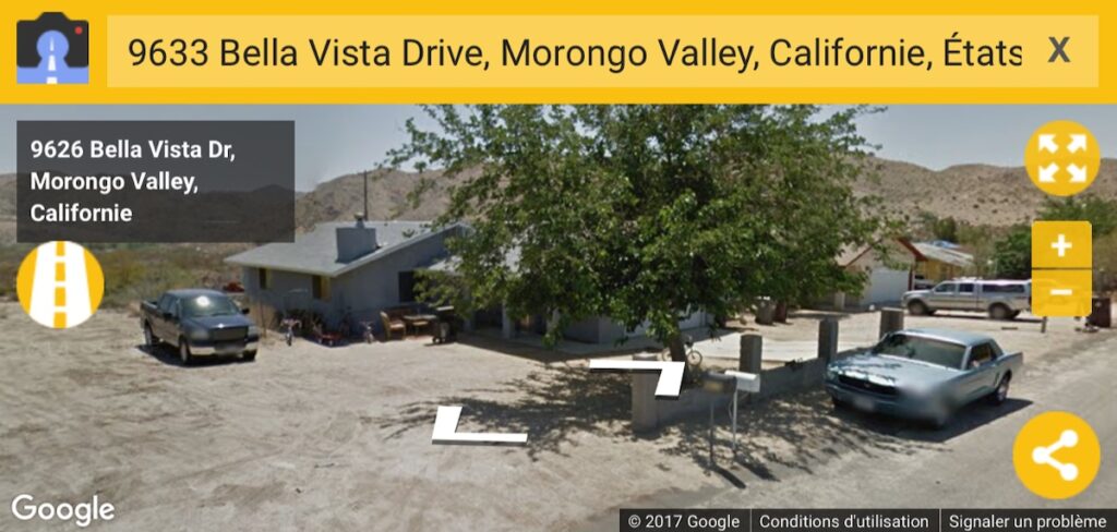 1965 Mustang Coupe seen on Google Street View in Morongo Valley California before import to Europe