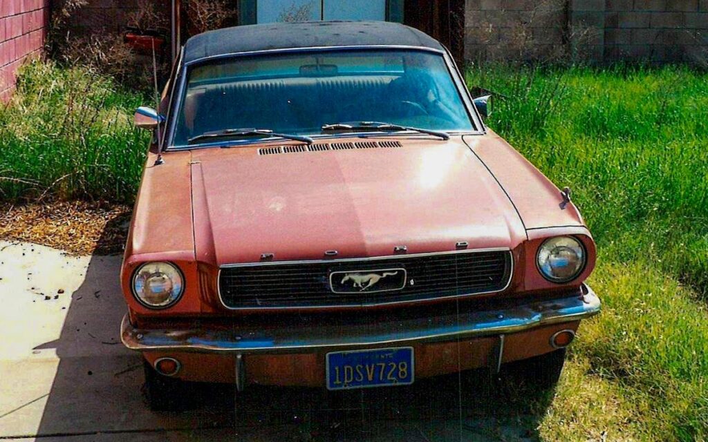 1966 Mustang Emberglo before its first restoration, early ownership years