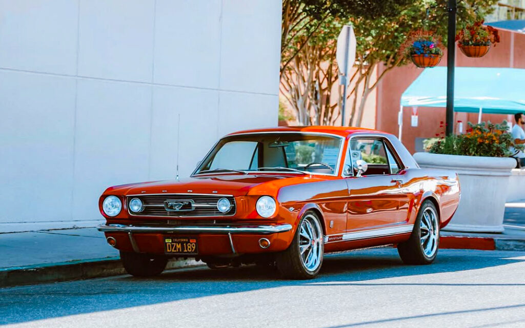 Francesca’s 1966 Ford Mustang parked along a California roadside