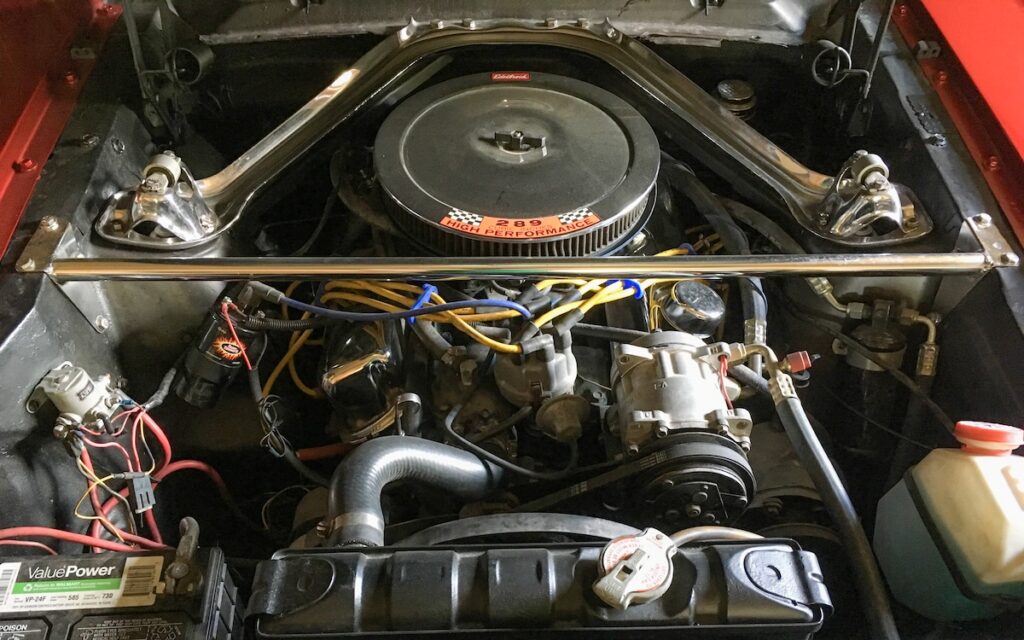 289ci HiPo V8 engine in Chloe’s 1966 Ford Mustang.
