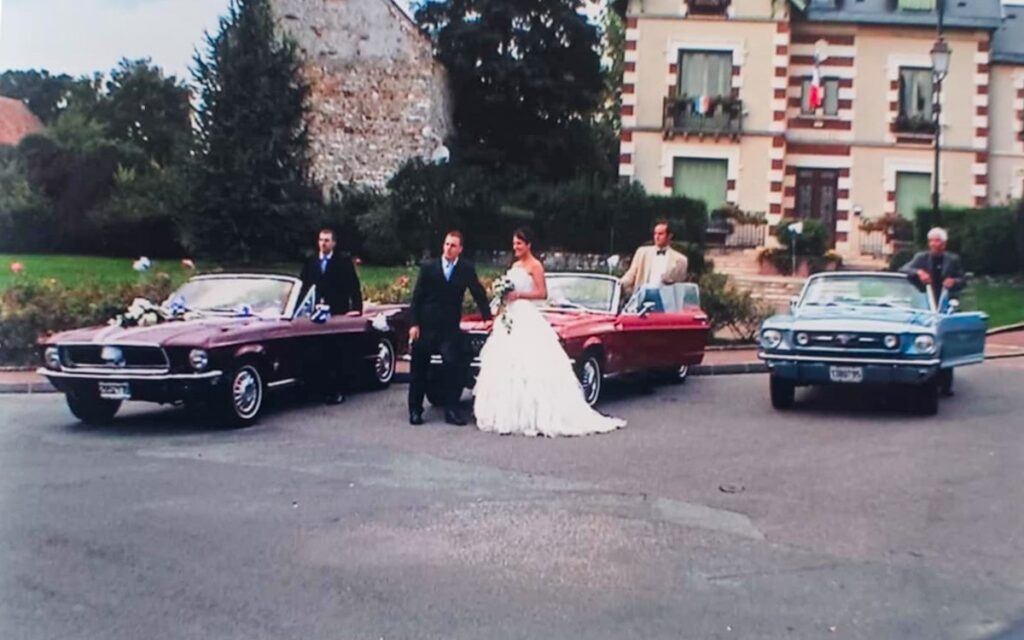 1968 Mustang convertible used at a family wedding, surrounded by other classic Mustangs