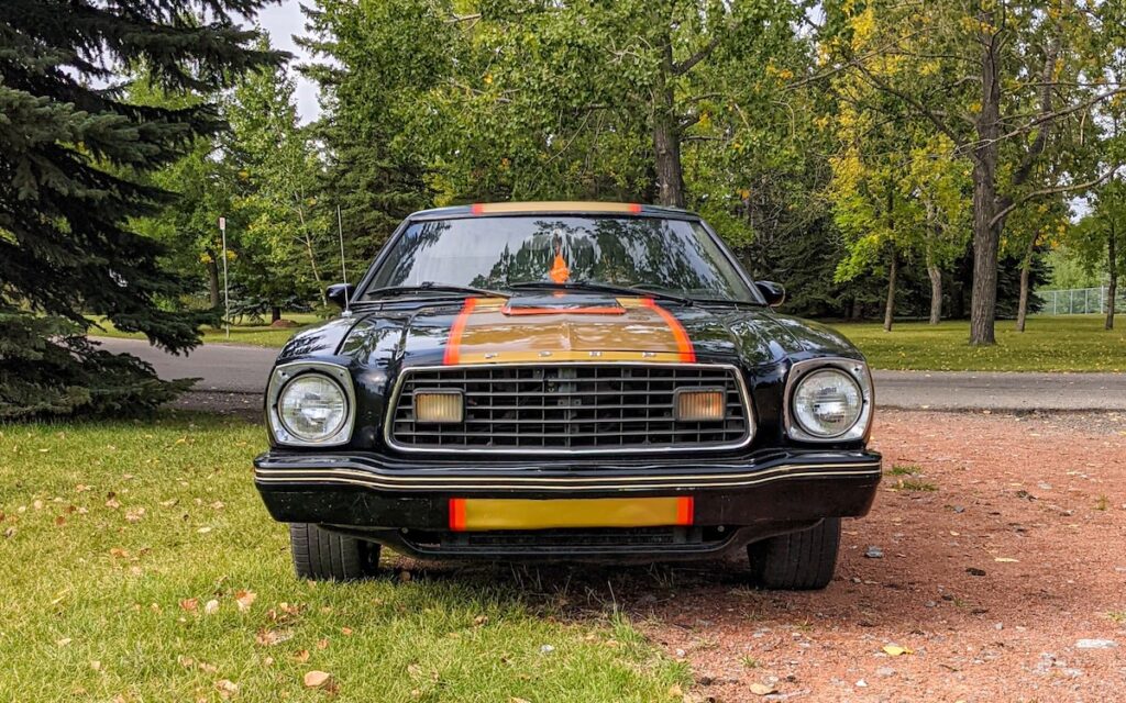 Front view of Braxton’s Mustang II Cobra II without grille badge