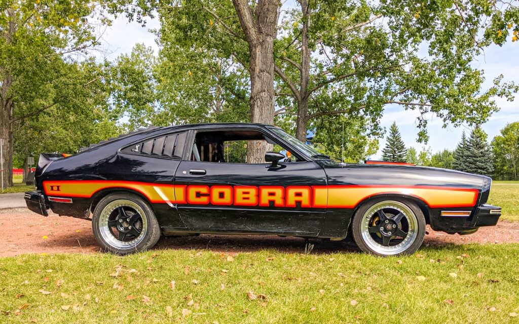Right side profile of Braxton’s Mustang II Cobra II