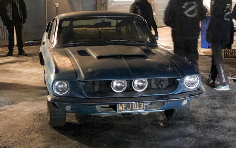 Front view of David’s 1967 Shelby GT500 upon its arrival in Sweden in January 2020