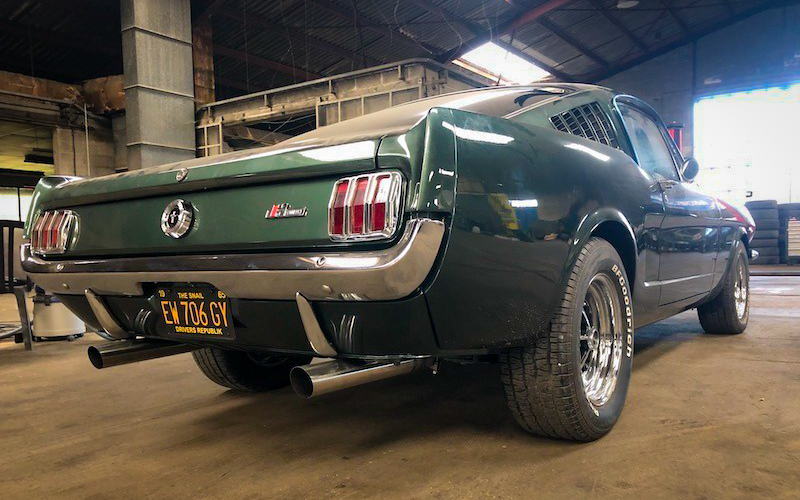 Rear view of Rudy’s fully restored 1965 Ford Mustang Fastback