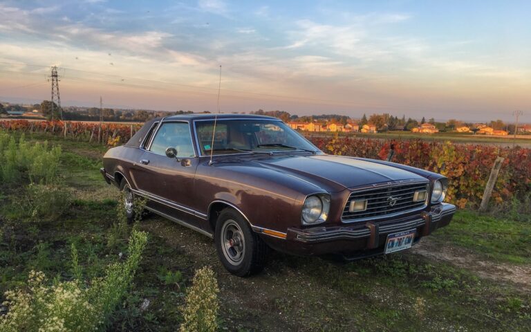 1977 Mustang II survivor parked in the Beaujolais vineyards in France